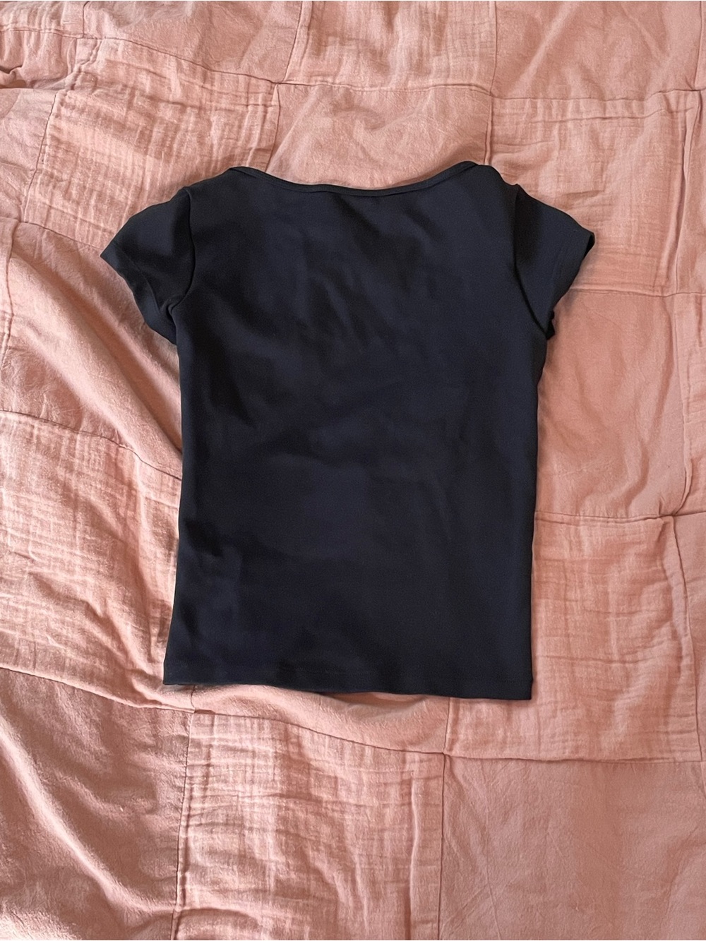 Open back Black Short-Sleeve Women's Top